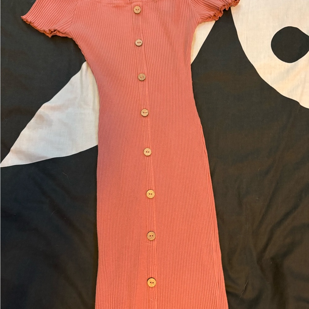 Ardene Pink Puff Sleeve Midi Dress